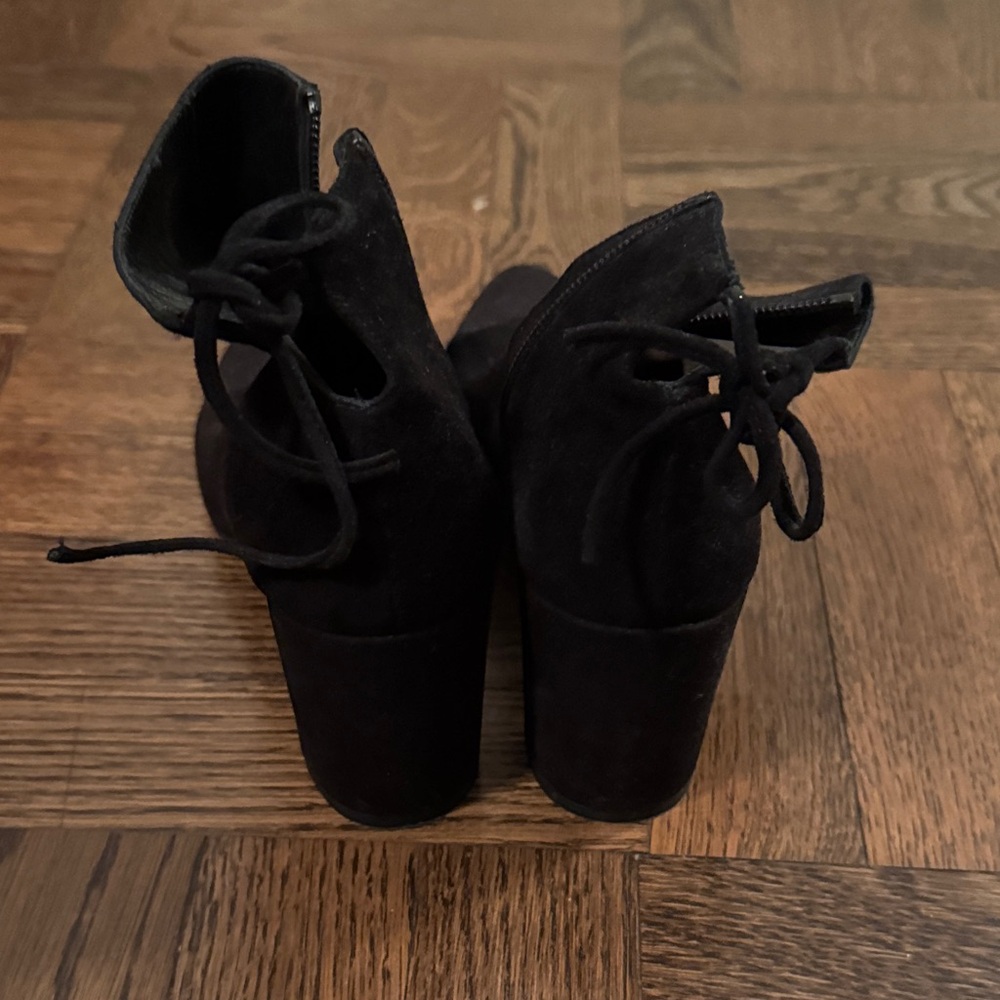Stuart Weitzman Elegant Black Lace-Up Booties